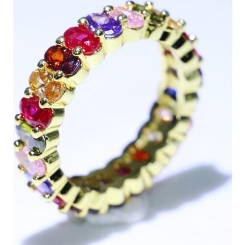 Choucong Brand New Original Luxury Jewelry 925 Sterling Silver&Gold Fill Oval Cut Multi Color 5A CZ Party Wedding Ring for Women