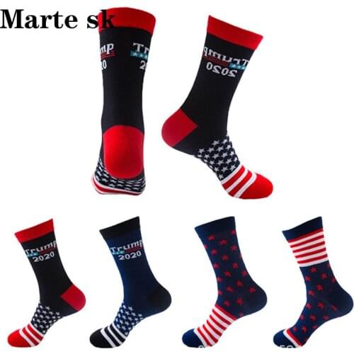 1 Pair Mens President Donald Trump 2020 Cotton Socks Maga Usa Socks American Flag Striped Socks