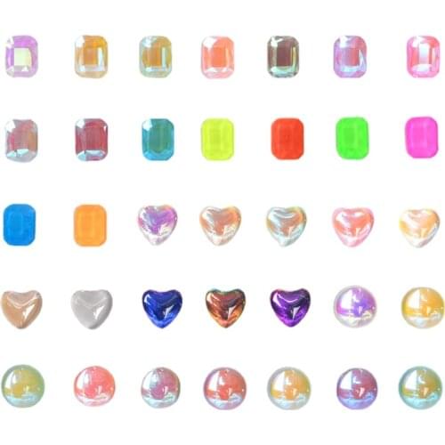 10pcs/lot Aurora Color Diamond Nail Rhinestones Ornaments Love Round Flat-Back Crystal Gems DIY Nail Art Decorations Accessories