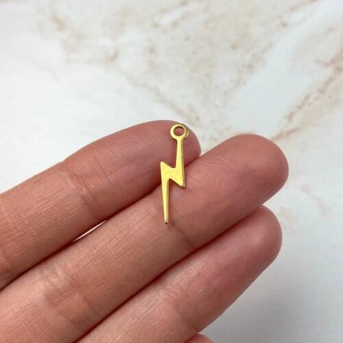 12pcs Brass Lightning Charms, Earring Findings, Brass Earrings Connectors 19 x 5mm