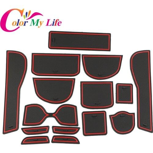 Color My Life 15Pcs/Set Anti Slip Door Mats Car Door Groove Protection Mat for Honda Fit Jazz 2014 2015 2016 2017 Accessories