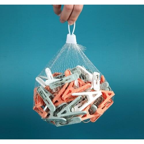 30Pcs/set Laundry Clothes Pins Hanging Pegs Clips Plastic Cabides Hangers Racks Clothespins Holder Home Accessories