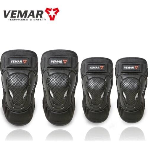 Black 4 Pcs One Set Motorcycle Knee Elbow Pads Anti-Impact Breathable Motocross Cycling Knee Protectors MTB Bicycle Elbow Brace