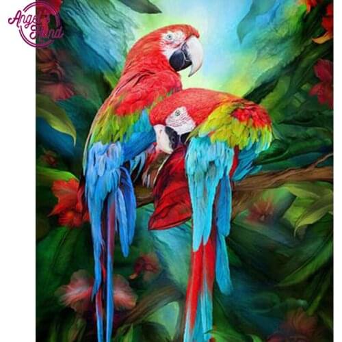 DIY Diamond Embroidered Two Parrots Cross Stitch 5D Full Diamond Paintings Cartoon Home Decorations