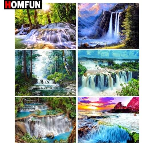 HOMFUN Diamond Painting Full Square/Round Drill 5D DIY "Waterfall scenery" Daimond Embroidery Rhinestone Cross Stitch Decor