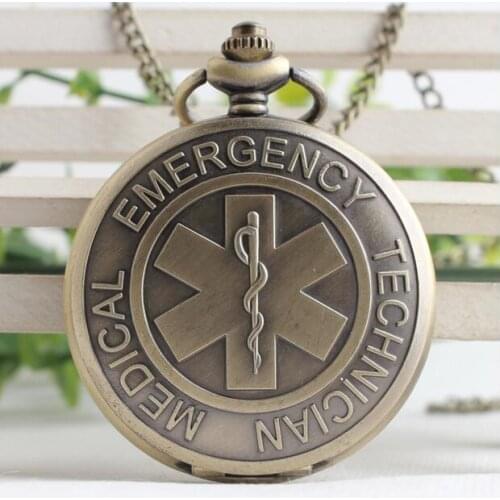 Emergency medical technicians Bronze antiques Fashion quartz Flip clock steampunk Good quality pocket watches