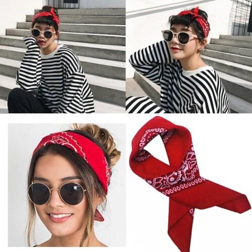 1pcs New Arrived Unisex Hip Hop Black Bandana Fashion Headwear Hair Band Neck Scarf Wrist Wraps Square Scarves Print Handkerchi