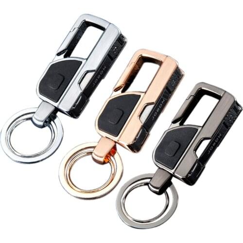 Key Chain Ring With Portable Nail File LED Light Car Keyfob Keychain Buckle Holder Universal Accessories