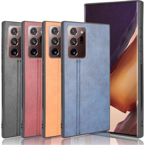 For Samsung Galaxy Note 20 Ultra Luxury Calfskin PU Leather lines Back Cover Case For Samsung Note 20Ultra Note20 Phone Case
