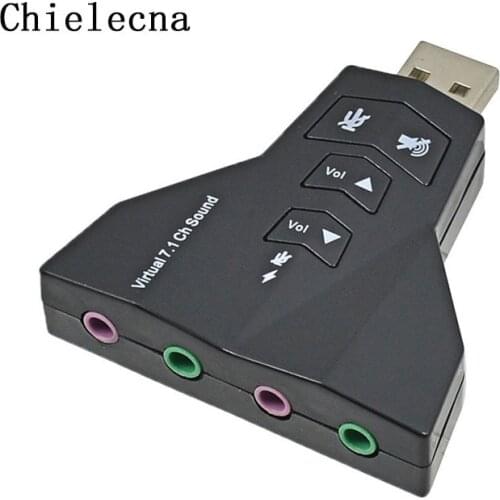 Chielecnal PC Laptop WinXP/78 Linux MacOS External USB Audio Sound Card Adapter Virtual 7.1 Channel 3D Audio Headset 3.5mm