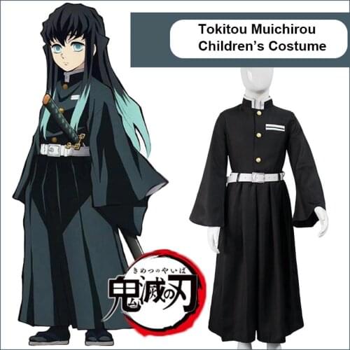 Kimetsu no Yaiba Childrens Tokitou Muichirou Cosplay Costume Demon Slayer Kisatsutai Uniforms Set Kids Halloween Party Gifts
