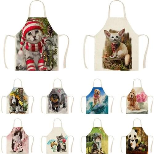 Christmas Oil Painting Style Pet Dog Cat Apron Women Apron Baking Apron Kitchen Cooking Apron for Men Apron Kitchen Apron Kid