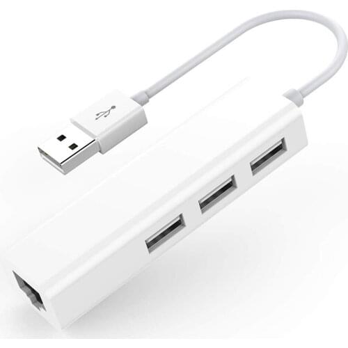 3 USB 2.0 Ports Hub With USB Ethernet RJ45 LAN Adapter Laptop Ethernet Dock Network Extender For Mac IOS Android PC Chromebook