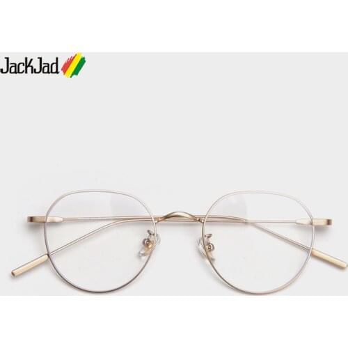 JackJad 2021 Top Fashion Round Style Titanium Metal Anti Blue Ray Glasses Frames Vintage Elegant Optical Glasses Eyewear T22009