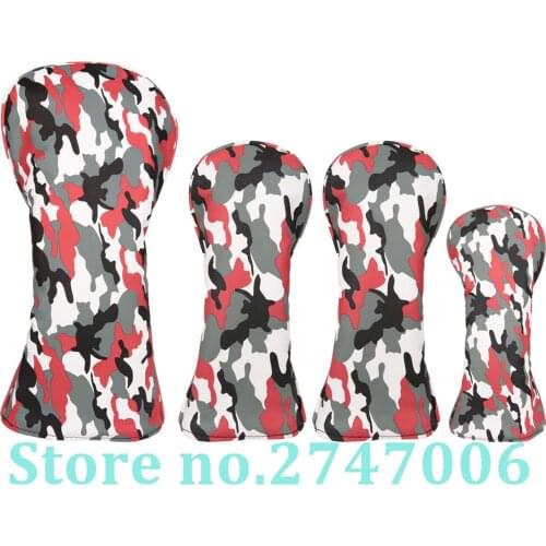 Red Camouflage Golf Club Driver/Fairway Wood/Hybrid Head Cover 1 3 5 UT Cover
