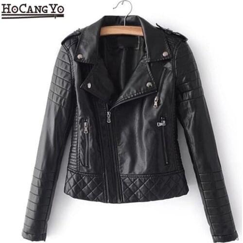 Spring Moto Jacket Womens Leather Jackets Oversized Long Sleeve Zipper Faux PU Leather Jacket Women Autumn Coat Female Outwear