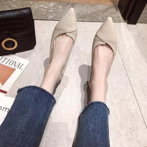 Fashion Italian Ladies Shoes Low Heel Yellow Office Shoes Women Pointed Toe Black Heels Female Shoes Woman Pumps Chaussure Femme