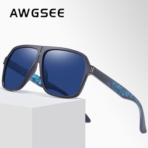 AWGSEE New Fashion Men Polarized Sunglasses Brand Design TR Ultralight Durable Driving Male Sun Glasses Black Shades UV400