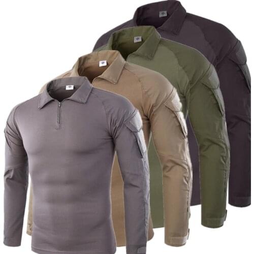 Men Outdoor Multicam Airsoft Paintball Long Sleeve Tactical T-Shirts Combat Training Army Camping Breathable T-shirts