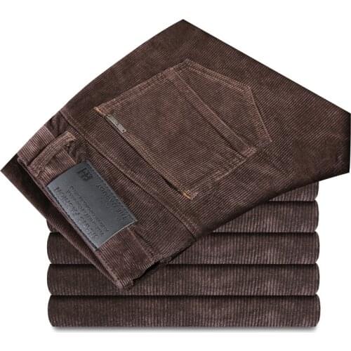 2019 Corduroy straight business Plus size 28-40 autumn and winter thick wild casual trousers mens high quality pants