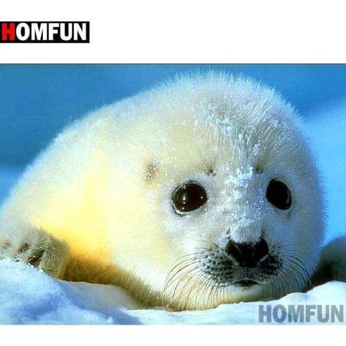 HOMFUN Full Square/Round Drill 5D DIY Diamond Painting "Animal seal" Embroidery Cross Stitch 5D Home Decor A14279