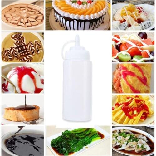 A set of 5 sizes 8 oz plastic Squeeze sauce bottle for homemade ketchup and restaurant, mustard, mayonnaise