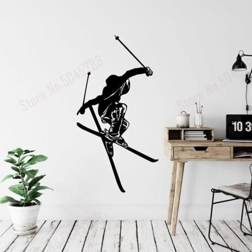 Freestyle Skiing Wall Decal Sticker Winter Sports Wall Decal Mountain Decor Skiers Gifts Skiing Wall Decor Skier Wall Decal Z672