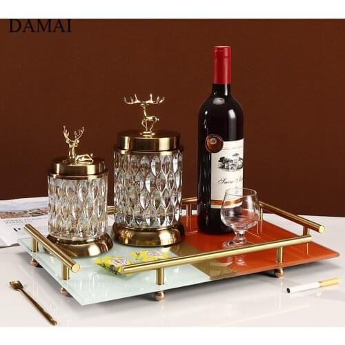 Nordic Simple Storage Trays Decorative Gold Deer Decor Candy Jar Tissue Box Desktop Debris Tray Living Room Decoration Ornaments