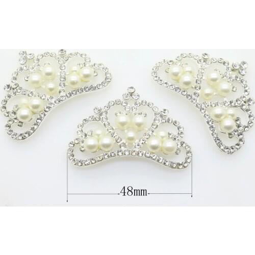 New 2017 48mm 5pcs clear Crystal Rhinestone pearl Crown button , Crystal Button Wedding decoration accessory Crown