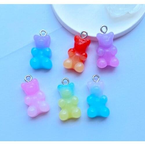 10Pcs New Cute Mini Two Color Nailing Bear Flat Back Resin Cabochons Scrapbooking DIY Jewelry Craft Decoration Accessorie J79