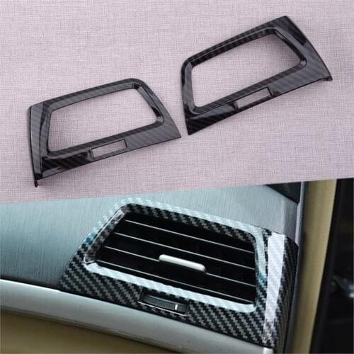 2pcs Carbon Fiber Grain Console AC Air Outlet Vent Trim Bezel Frame fit for Honda Accord Crosstour 2008-2011 2012 2013