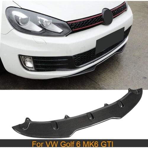 Carbon Fiber Front Bumper Lip Chin Spoiler For Volkswagen VW Golf 6 MK6 GTI 2010 - 2013 Car Front Bumper Lip Spoiler Black FRP