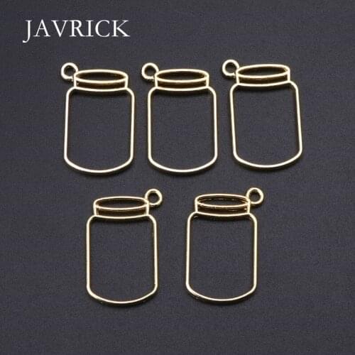 5Pcs Floating Bottles Metal Frame Hollow Pendant Bezels UV Resin Craft Tool DIY Pendant Accessories Jewelry Making Tool
