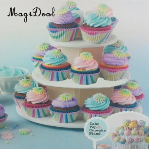 MagiDeal 3-Tier 42 Holes Plastics Cake Pop Lollipop Cupcake Display Stand Wedding Party Cupcake Display Stand (White)