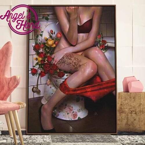 Full,Diamond Embroidery,5D,Diamond Painting girl toilet painting,Stitch Cross,3D,Diamond Mosaic,Needlework,Crafts,Christmas,Gift