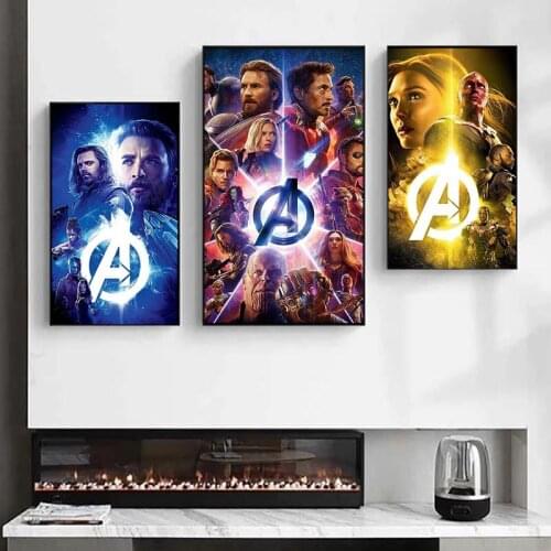 Marvel Superhero Iron Man Poster Avengers Anime Captain America Spiderman Art Canvas Wall Print Home Decoration Birthday Gift
