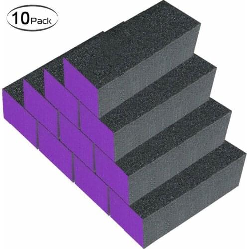 10 PCS 3-Way Purple Black Buffer Buffing Sanding Block Files Grit Nail Art Tool