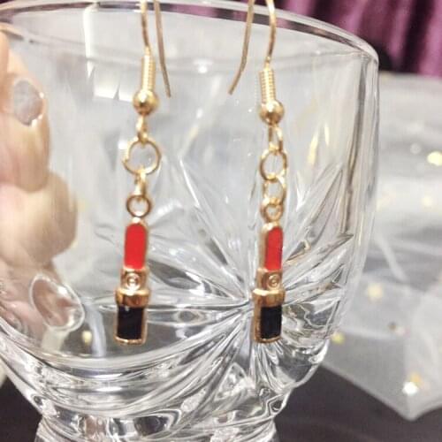 Transparent Mini Lipstick Pendant Hanging Earring For Women Bohemia Trendy Geometric Flower Drop Dangle Earrings Girls Jewelry