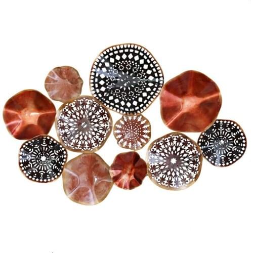 Luxury Wrought Iron 3D Stereo Mural Wall Decoration Crafts Restaurant Home Livingroom Sofa Wall Backgroun Round Flowers Ornament