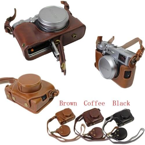 Luxury Pu Leather X100V Camera Case Bag For Fuji X100V Fuji X100F Protective Bag With Strap Mini Battery Case