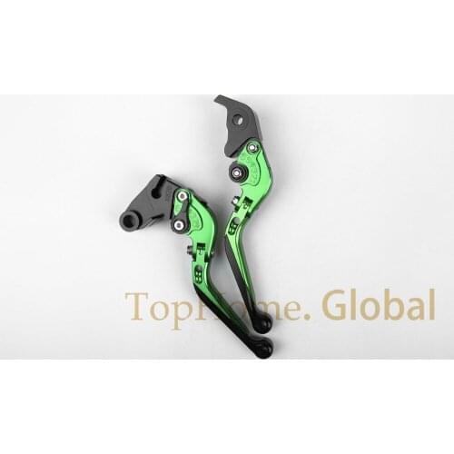 Free shipping CNC Foldable&Extendable Brake Clutch Levers For Kawasaki ZX6R/ZX636R / ZX6RR 2000-2004 Green/Black 2001 2002 2003