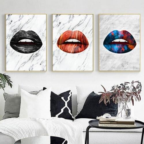 Modern Art Sexy Lips Painting Poster Printmaking HD Pictures Printed on Canvas Used for Room Home Decor Wall Art