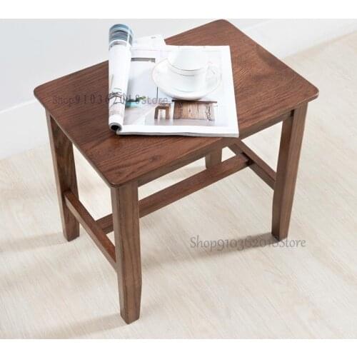 Solid Wood Makeup Stool Oak Square Stool American Simple Small Stool Household Economical Bedroom Dressing Stool