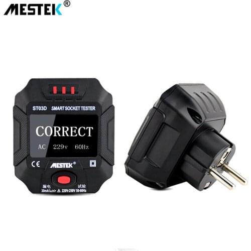 Socket Testers Voltage Test Socket Detector EU Plug Ground Zero Line Plug Polarity Phase Check RCD Tester