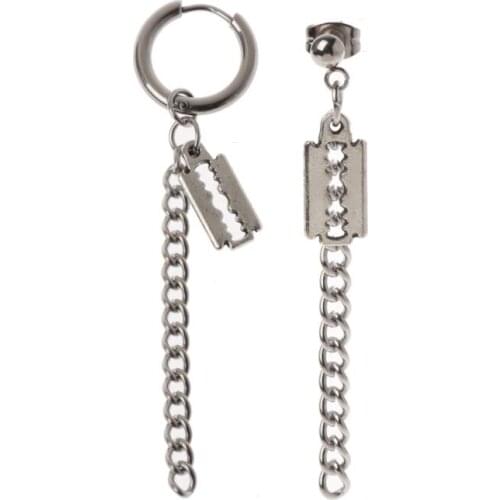 Titanium Steel Korean Boy Jin V Dlade Pendant Tassel Chain Drop Fashion Earrings New 2020