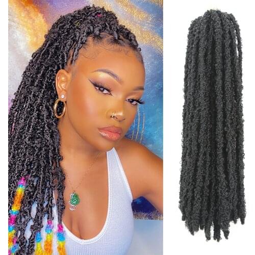 Natifah Hair Extensions Curly Braiding Hair Crochet Hair Synthetic Butterfly Locs Afro Soft Kinky Twist 20 Inch 70g Pre-Twisted