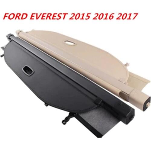 High quality Car Rear Trunk Security Shield Cargo Cover For FORD EVEREST 2015 2016 2017 (Black beige)