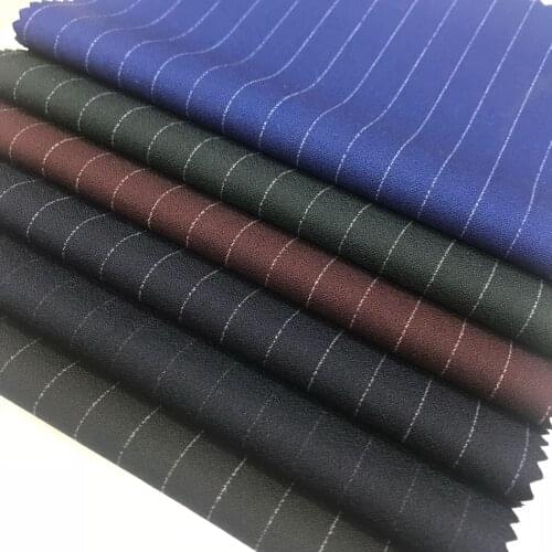 TR Striped Shuttle Woolen Fabric Fabric Uniform Fabric Vertical Stripe Spring and Autumn Fashion Suit Fabric Wholesale