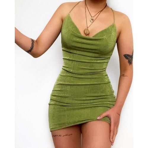 MODX Sleeveless Spaghetti Strap Bodycon Sexy Dress For Women Knit Stretch Slim Elegant Party Outfits Backless Vestidos