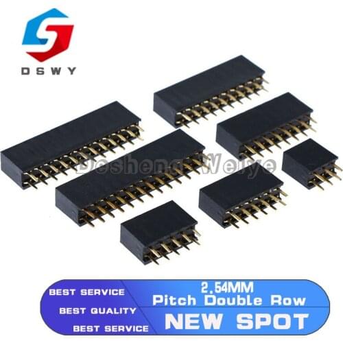10PCS 2.54mm pitch double row female 2P 3P 4P 5P 6P 7P 8P 10P 12P 20P 40P